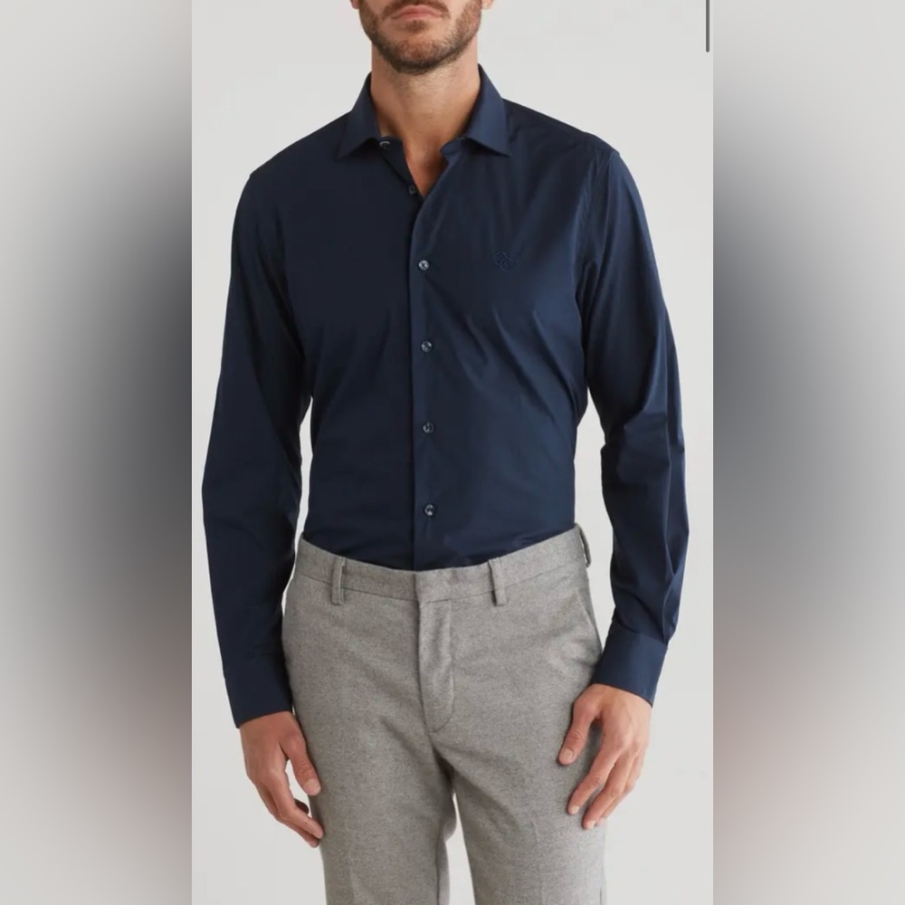 Cavalli Class Comfort Fit Cotton Deep Blue Long Sleeve Dress Shirt NWOT